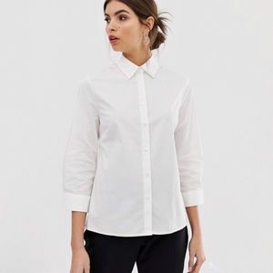 🌸2/25- ASOS 3/4 Cotton Sleeve Shirt Blue